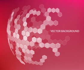 Hexagonal with spherical and red background 02