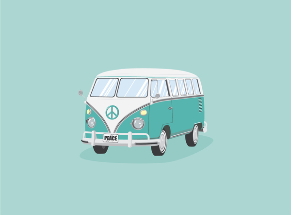 Hippy car illustration vector free download