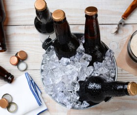 Ice cubes and beer Stock Photo 06