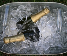 Ice cubes with red wine Stock Photo