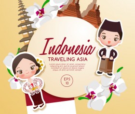 Indonesia travel cartoon template vector