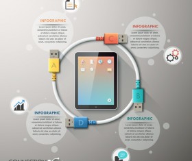 Ipad and data lines infographic vectors 01