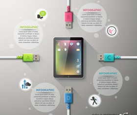 Ipad and data lines infographic vectors 02