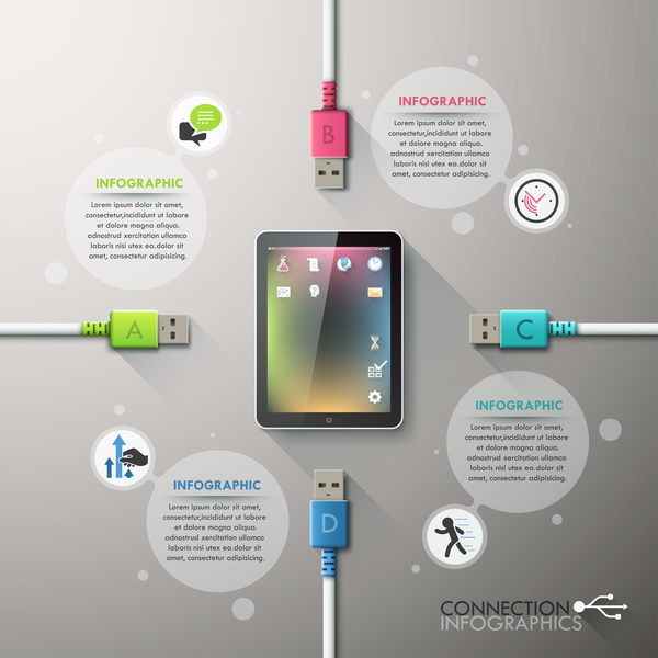 Ipad and data lines infographic vectors 02