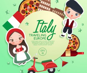 Italy travel cartoon template vector