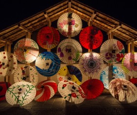 Japanese oil paper umbrella Stock Photo