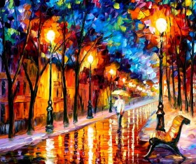 Landscape oil painting background Stock Photo