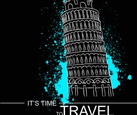 Leaning Tower of Pisa with travel template vector 06