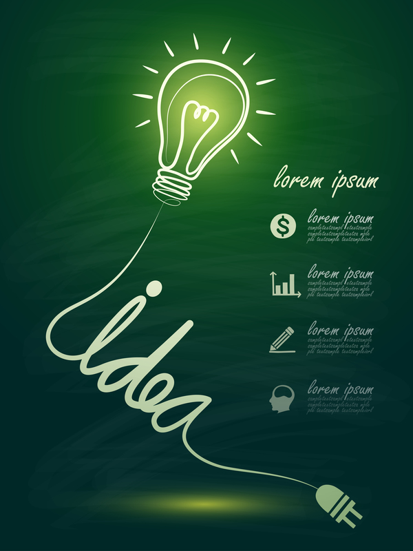 Lightbulb with ideas infographics vector template 09