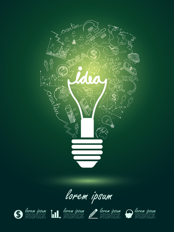 Lightbulb with ideas infographics vector template 15