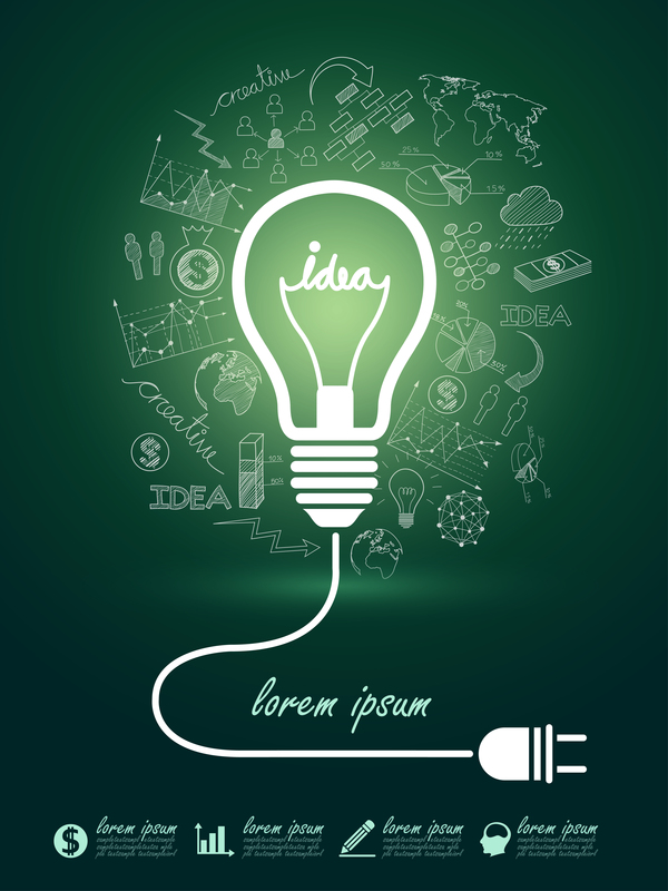 Lightbulb with ideas infographics vector template 16