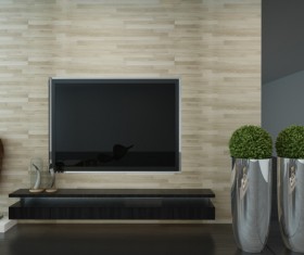 Living Room Decoration with TV Stock Photo