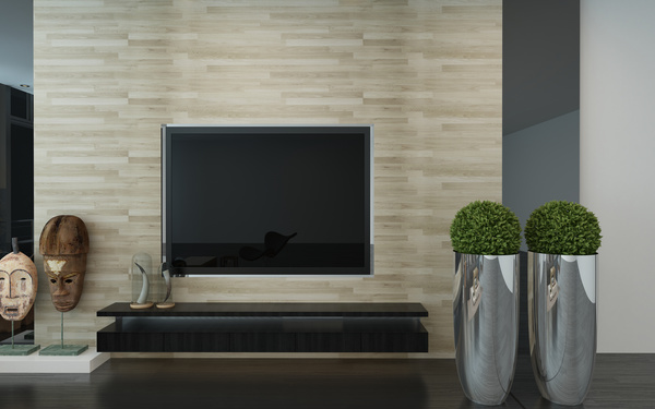 Living Room Decoration with TV Stock Photo