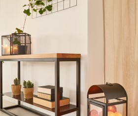 Living room interior small decorative plants Stock Photo 04