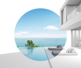 Luxury beach house with sea view pool in modern design Stock Photo 02