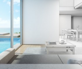 Luxury beach house with sea view pool in modern design Stock Photo 07