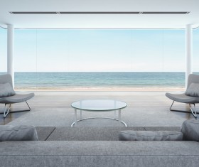 Luxury beach house with sea view pool in modern design Stock Photo 08