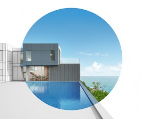 Luxury beach house with sea view pool in modern design Stock Photo 10