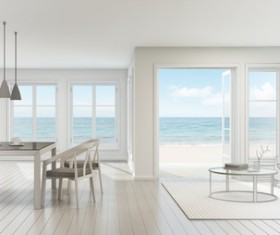 Luxury beach house with sea view pool in modern design Stock Photo 12