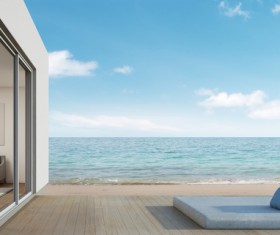 Luxury beach house with sea view pool in modern design Stock Photo 13