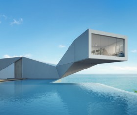 Luxury beach house with sea view pool in modern design Stock Photo 16