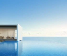 Luxury beach house with sea view pool in modern design Stock Photo 17