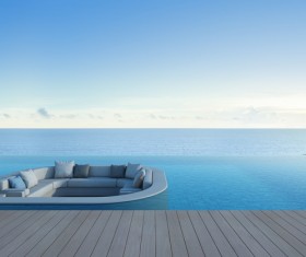 Luxury beach house with sea view pool in modern design Stock Photo 19