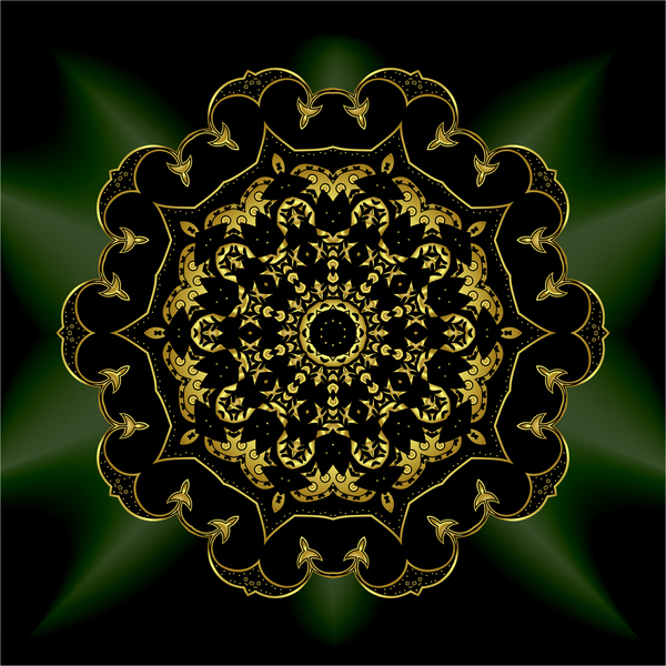 Mandala golden pattern decor vector 03