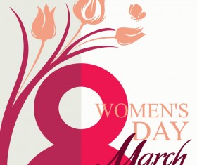 March 8 Women Day card with flowers tulip and butterfly vector 01