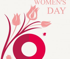 March 8 Women Day card with flowers tulip and butterfly vector 02