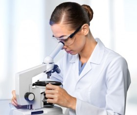 Medical laboratory woman working with A microscope 03