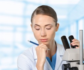 Medical laboratory woman working with A microscope 04