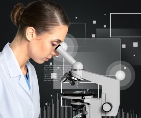Medical laboratory woman working with A microscope 05
