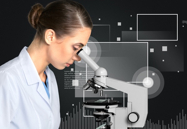 Medical laboratory woman working with A microscope 05