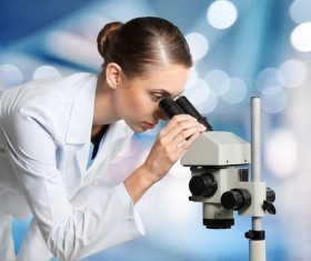 Medical laboratory woman working with A microscope 08
