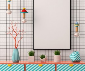 Memphis-style interior decoration Stock Photo 01