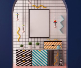 Memphis-style interior decoration Stock Photo 10