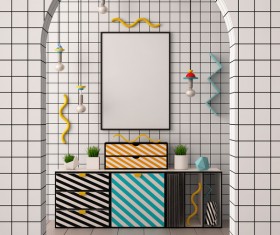 Memphis-style interior decoration Stock Photo 13