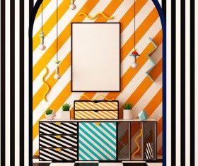 Memphis-style interior decoration Stock Photo 25