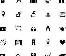 Mini black travel icons set 01
