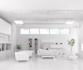 Modern loft with a kitchen and living room Stock Photo 04