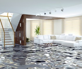 Modern loft with a kitchen and living room Stock Photo 08