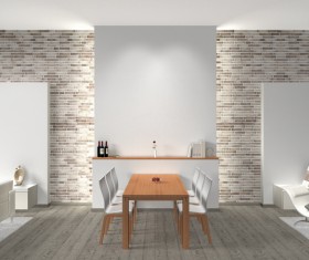 Modern loft with a kitchen and living room Stock Photo 12