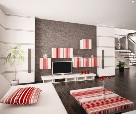 Modern loft with a kitchen and living room Stock Photo 18