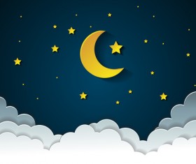 Moon with stars and cloud in nightime cartoon vector