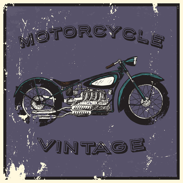 Motorcycle vintage poster vector background 01