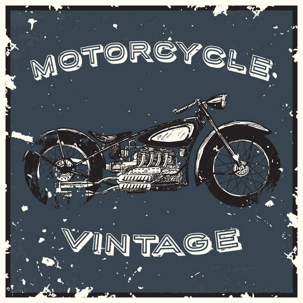 Motorcycle vintage poster vector background 02
