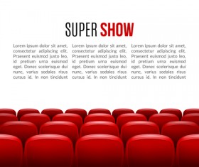 Movie theater background with red seats vector 01