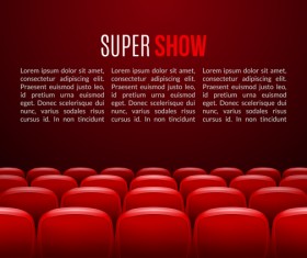 Movie theater background with red seats vector 02
