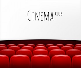 Movie theater background with red seats vector 04